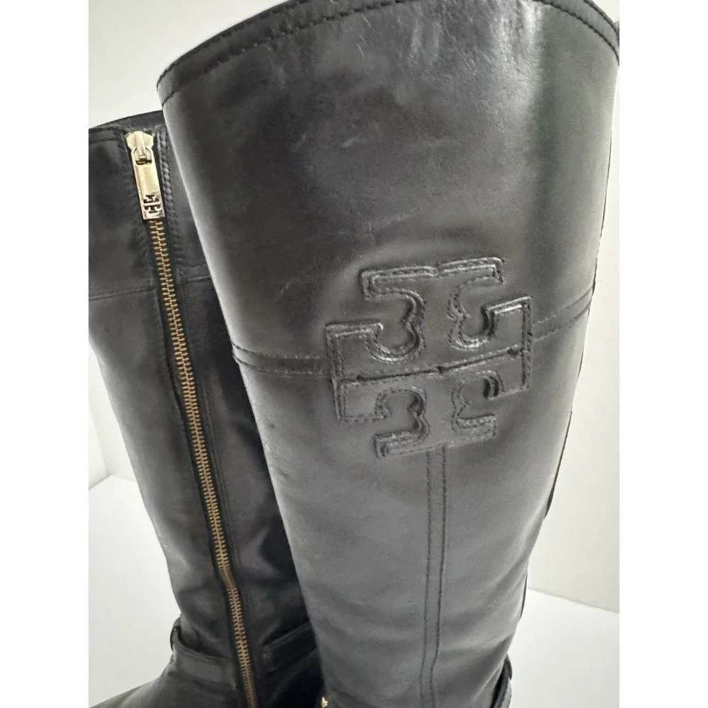 Tory Burch Blaire Size 6 M‎ Leather Womens Riding Boots Black